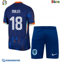 Fotballdrakt Barn Nederland Donyell Malen #18 Bortedraktsett EM 2024 Kortermet (+ Korte bukser)